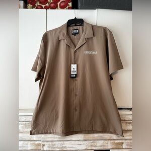 🤎 DR Essentials XL 4-Way Stretch Button Down Shirt Tan Performance NWT